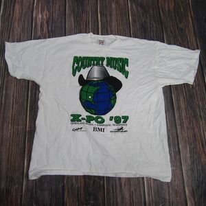 Vintage Country Music X-PO 97 Shirt Mens XL White Nashville BMI Opryland 90s